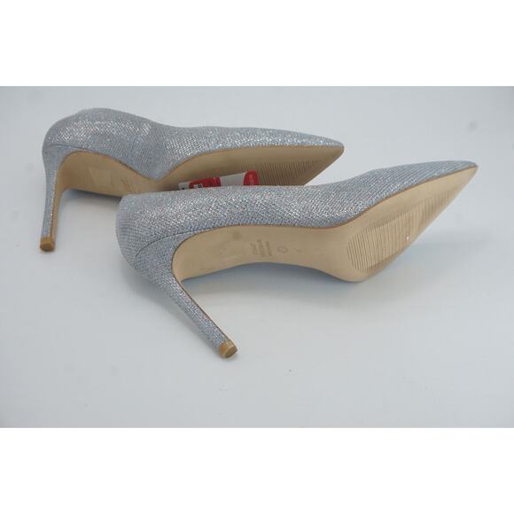 Stuart Weitzman Leigh Silver Glitter Pointed Toe Heel Pump SZ 8 $495 - Picture 8 of 12
